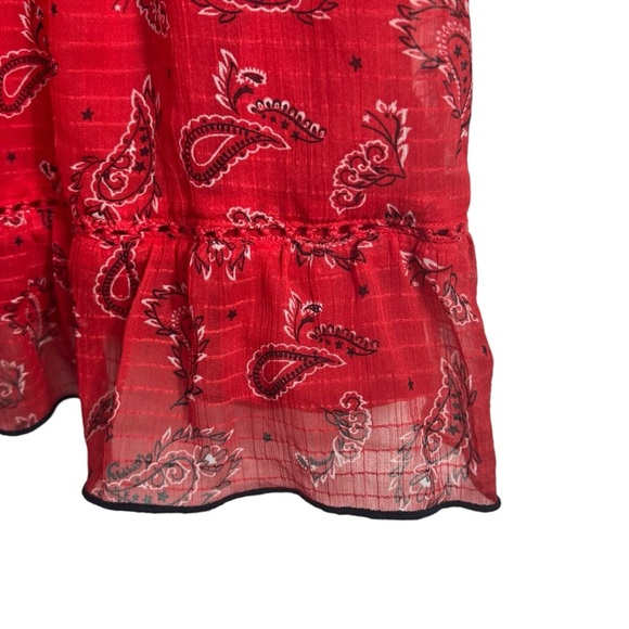 TOMMYJEANS HILFIGER Red Bandana Sheer Lightweight Short Sleeve Dress Size Small - Picture 7 of 13
